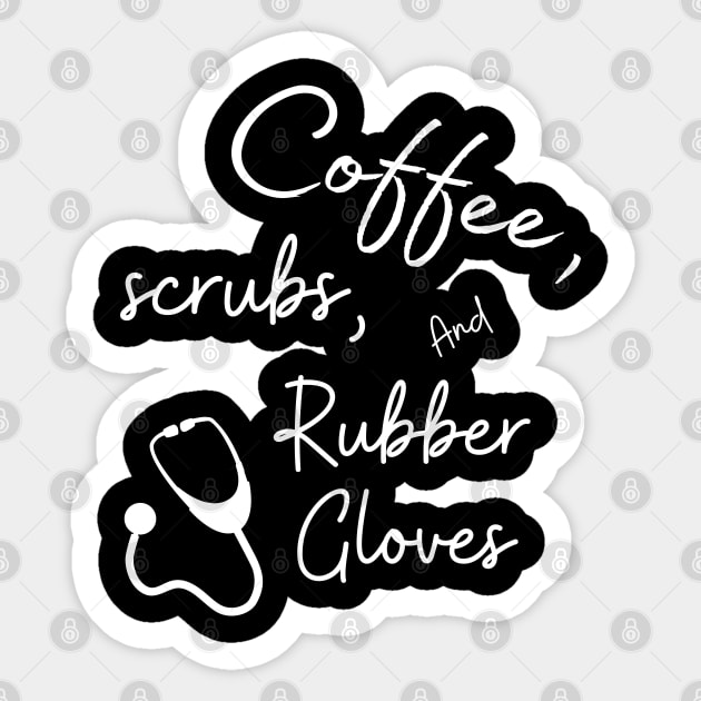 Coffee scrubs & rubber gloves Sticker by Digital printa